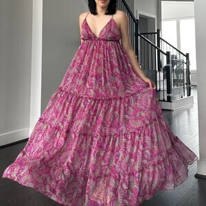 Misa Los Angeles Lia Dess In Fuschia Paisley Size Small New